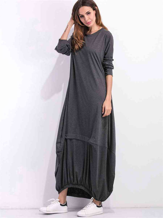 Sweaters & Dresses & Sweaterdresses - Full Size Round Neck Long Sleeve Sweatshirt Dress (7515564867672)