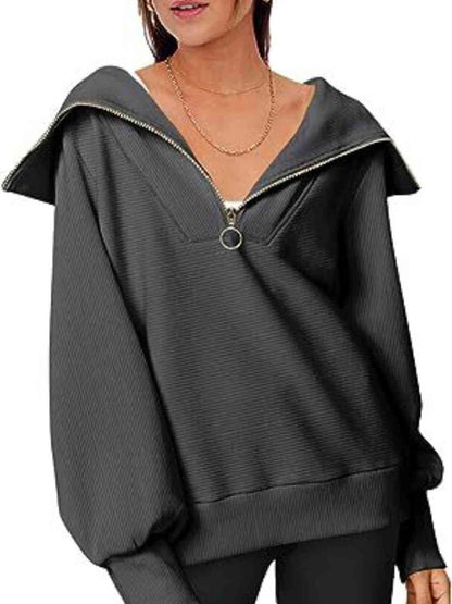 Oh My Lanta - Half-Zip Lantern Sleeves Top (7501315080280)