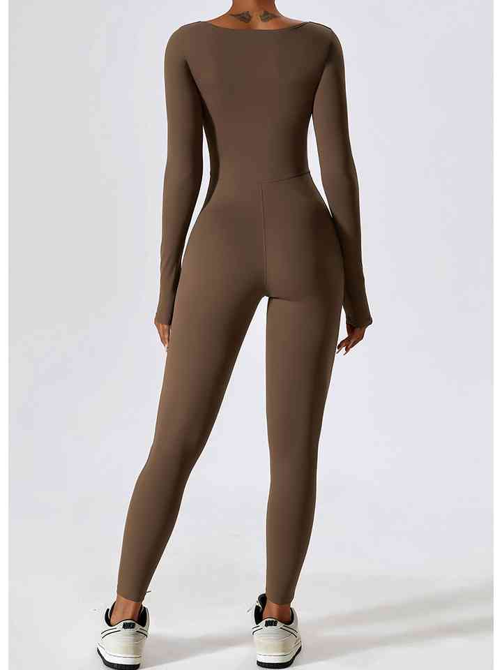 Sports Jumpsuit - Square Neck Long Sleeves (7484689645656)