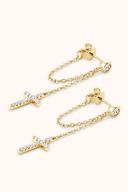 Moissanite 925 Sterling Silver Cross Earrings (7499301486680)