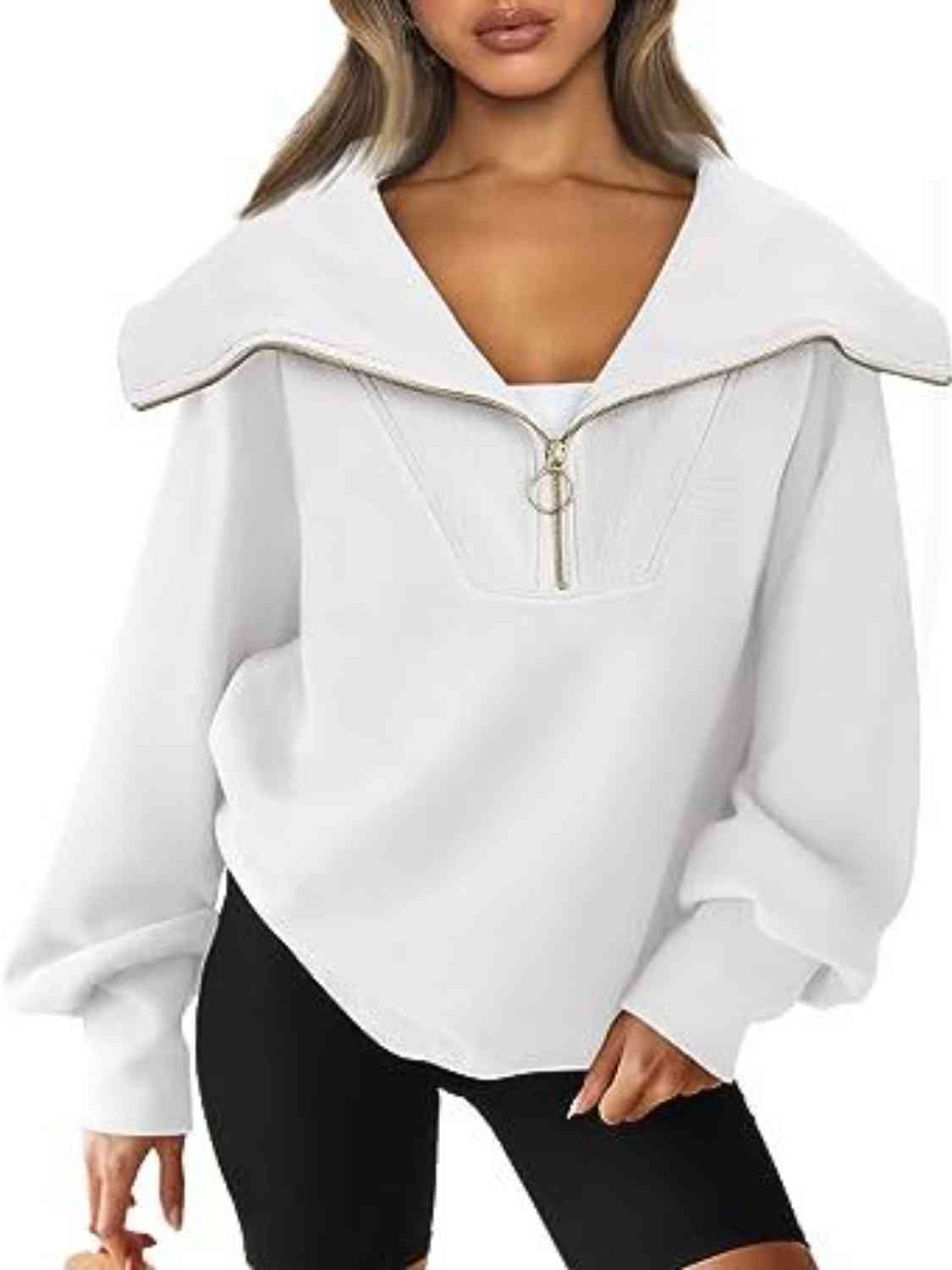 Oh My Lanta - Half-Zip Lantern Sleeves Top (7501315080280)