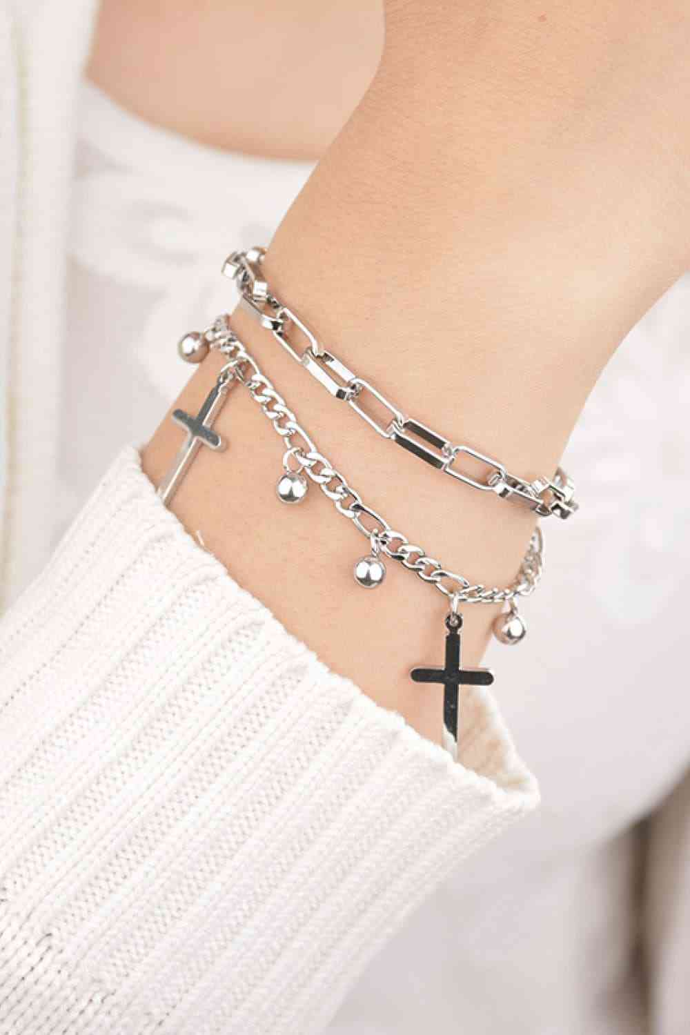 Crosses - Layered Stainless Steel Bracelet (7500203098200)