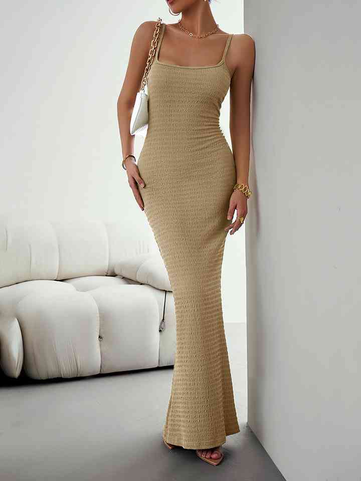 Straight Neck Sleeveless - Maxi Dress (7515550056536)