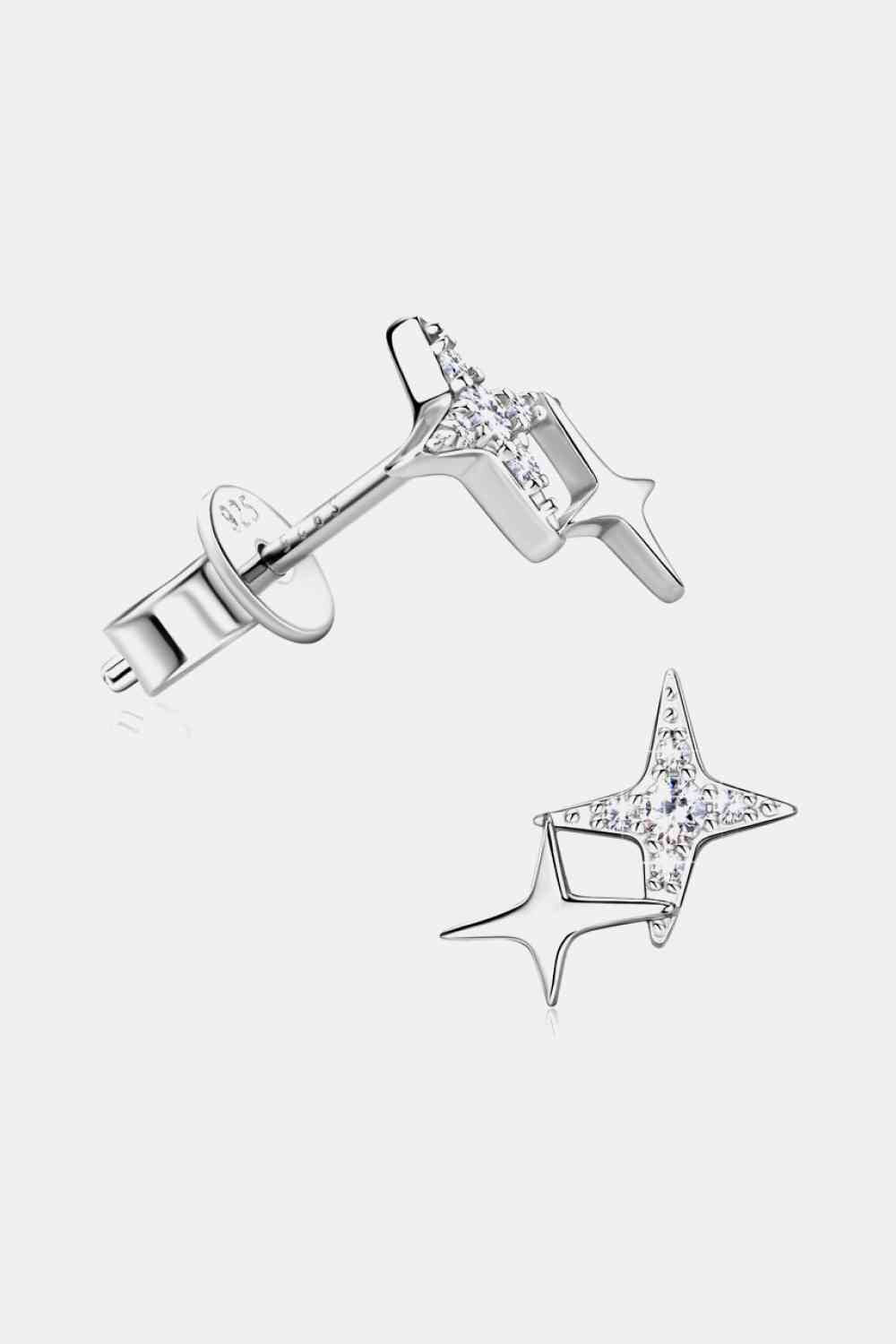 Moissanite 925 Sterling Silver Star Shape Earrings (7499307876440)