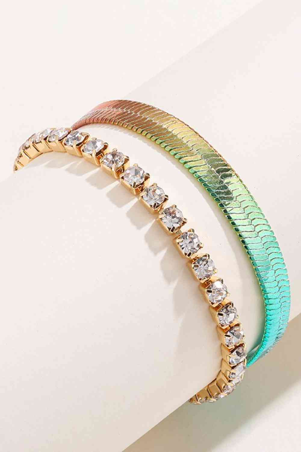 Herringbone - Gradient Chain Two-Piece Bracelet Set (7500203360344)