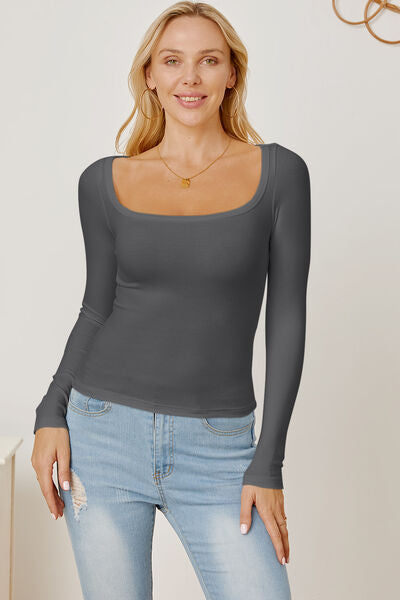 Square Neck Long Sleeves T-Shirt