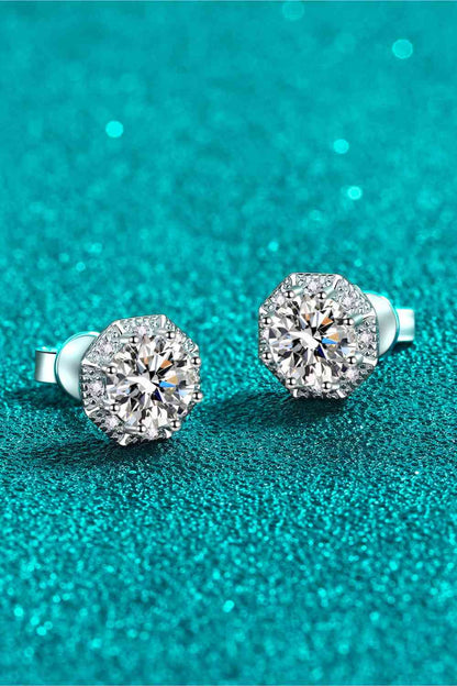 Silver Stud Earrings - 2 Carat Moissanite 925 Sterling (7499309449304)