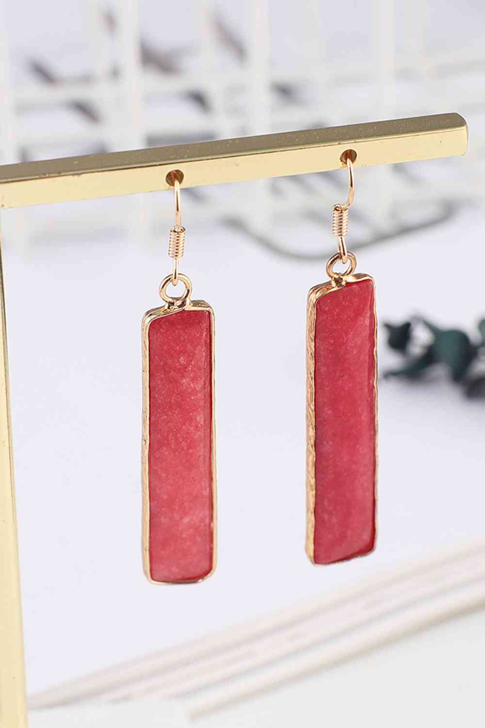 Natural Stone Drop Earrings (7499302928472)