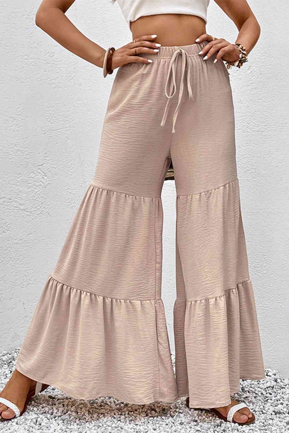 Tiered - Drawstring Waist Tiered Flare Culottes (7507814678616)