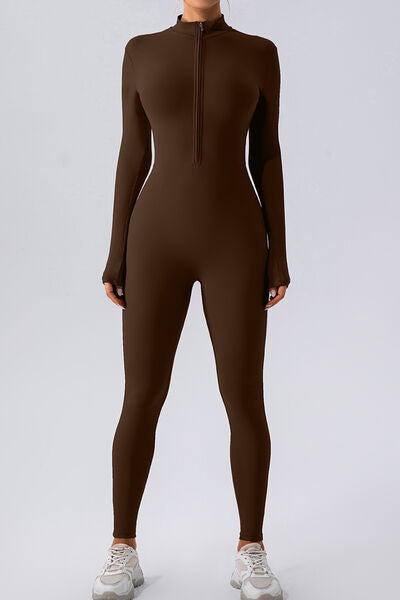 Mock Neck Half-Zip Romper Leotard