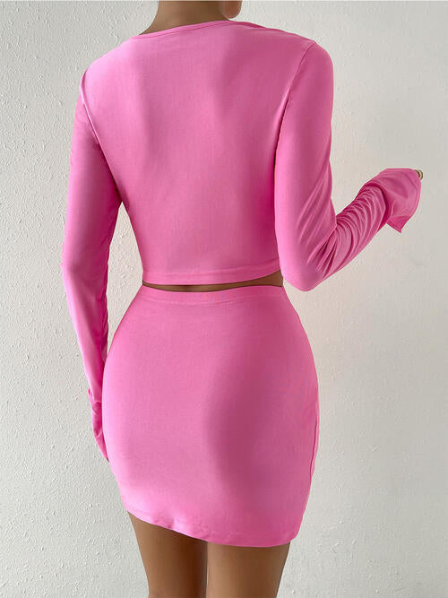 TWISTED - Round Neck Top and Skirt Set (7484217360472)