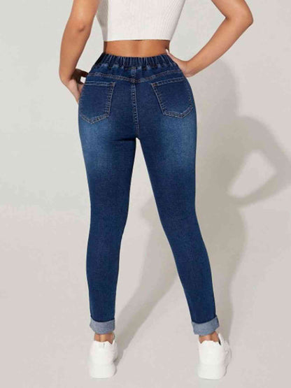 Drawstrings - Drawstring Cropped Jeans (7486621319256)