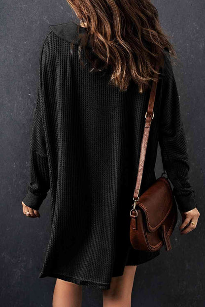 With Pocket - Waffle Knit Buttoned Long Sleeves Top (7501322911832)