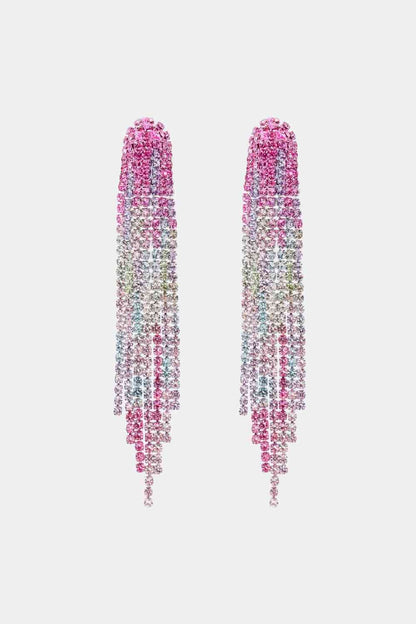 Rhinestone Fringed Dangle Earrings (7499305189464)