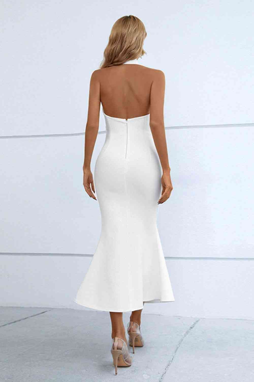 Fishtail Bodycon Dress - Halter Neck (7524270604376)