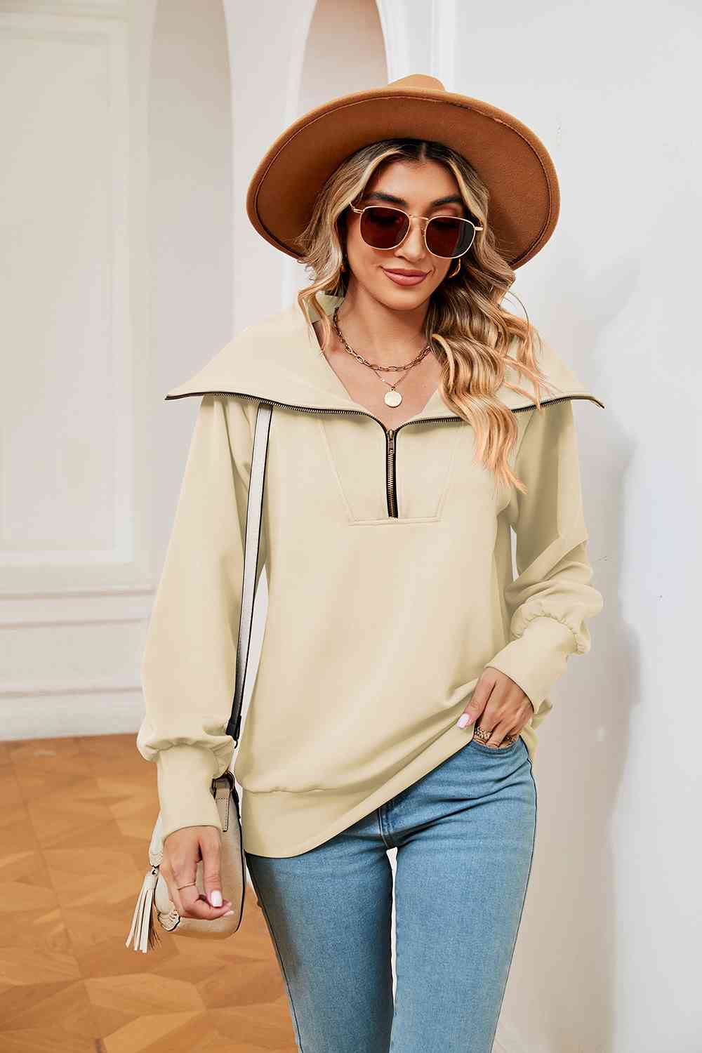 Collared - Half-Zip Collared Sweatshirt (7501332250712)