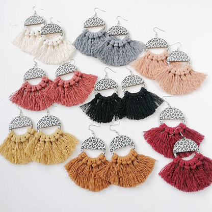 Leopard Tassel-Detail - Drop Earrings (7499298046040)