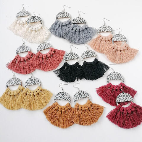 Leopard Tassel-Detail - Drop Earrings (7499298046040)