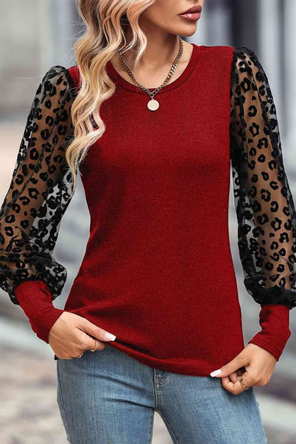 Black/Red Lantern Sleeves Blouse (7501317931096)