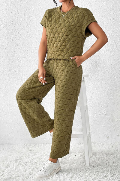 Short Sleeves Top & Pocketed Pants - Lounge Set (7500745179224)