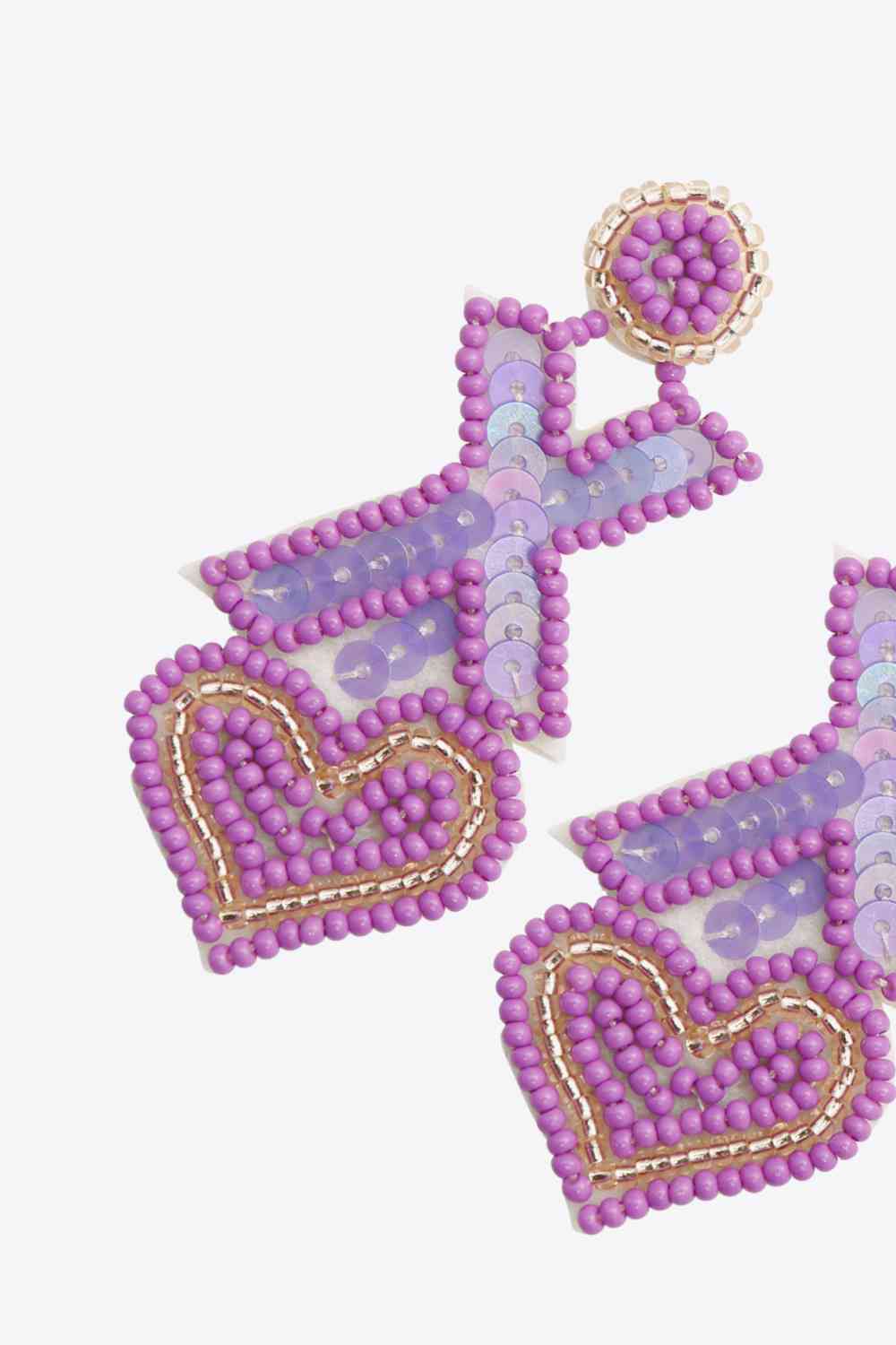 Random 2-Pair Heart & X-Shape Bead Dangle Earrings (7499324293208)