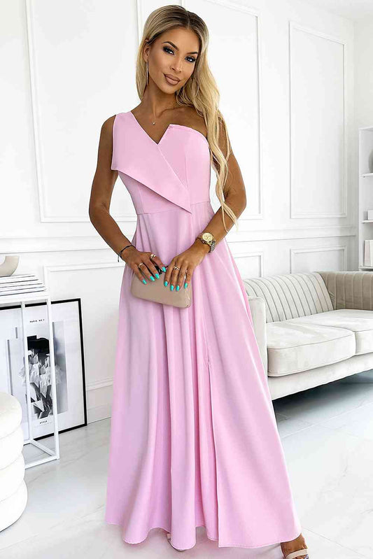 One-Shoulder Sleeveless Maxi Dress (7515491860568)