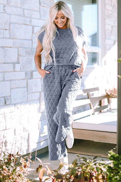 Short Sleeves Top & Pocketed Pants - Lounge Set (7500745179224)