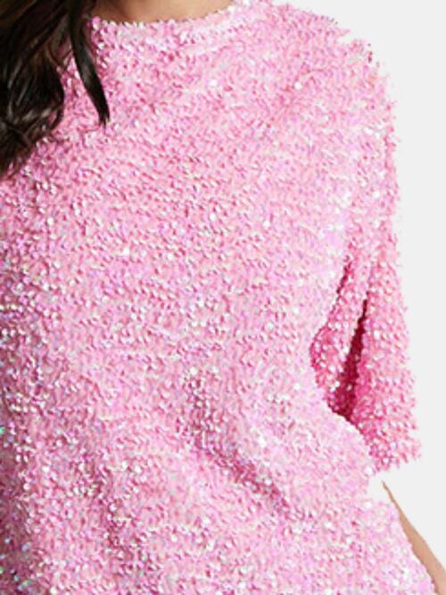 Sequin Tie-Back Half-Sleeve Mini Dress (7505547427928)