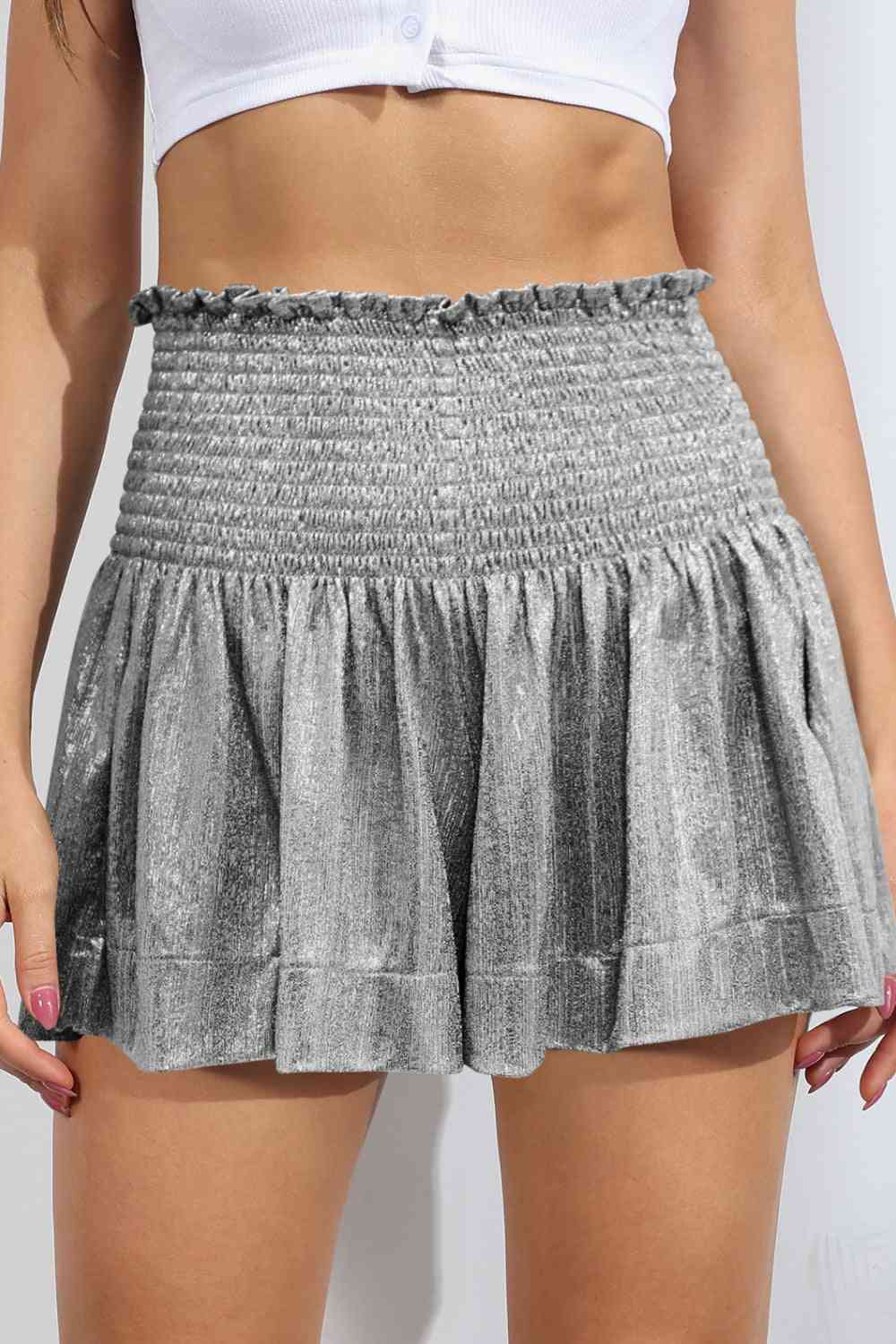 Glitter Smocked - High-Waist Shorts (7500855672920)