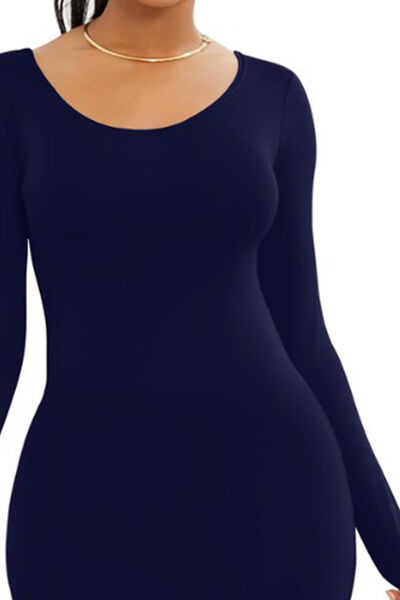 Round Neck Long Sleeves - Maxi Wrap Dress (7487069782104)