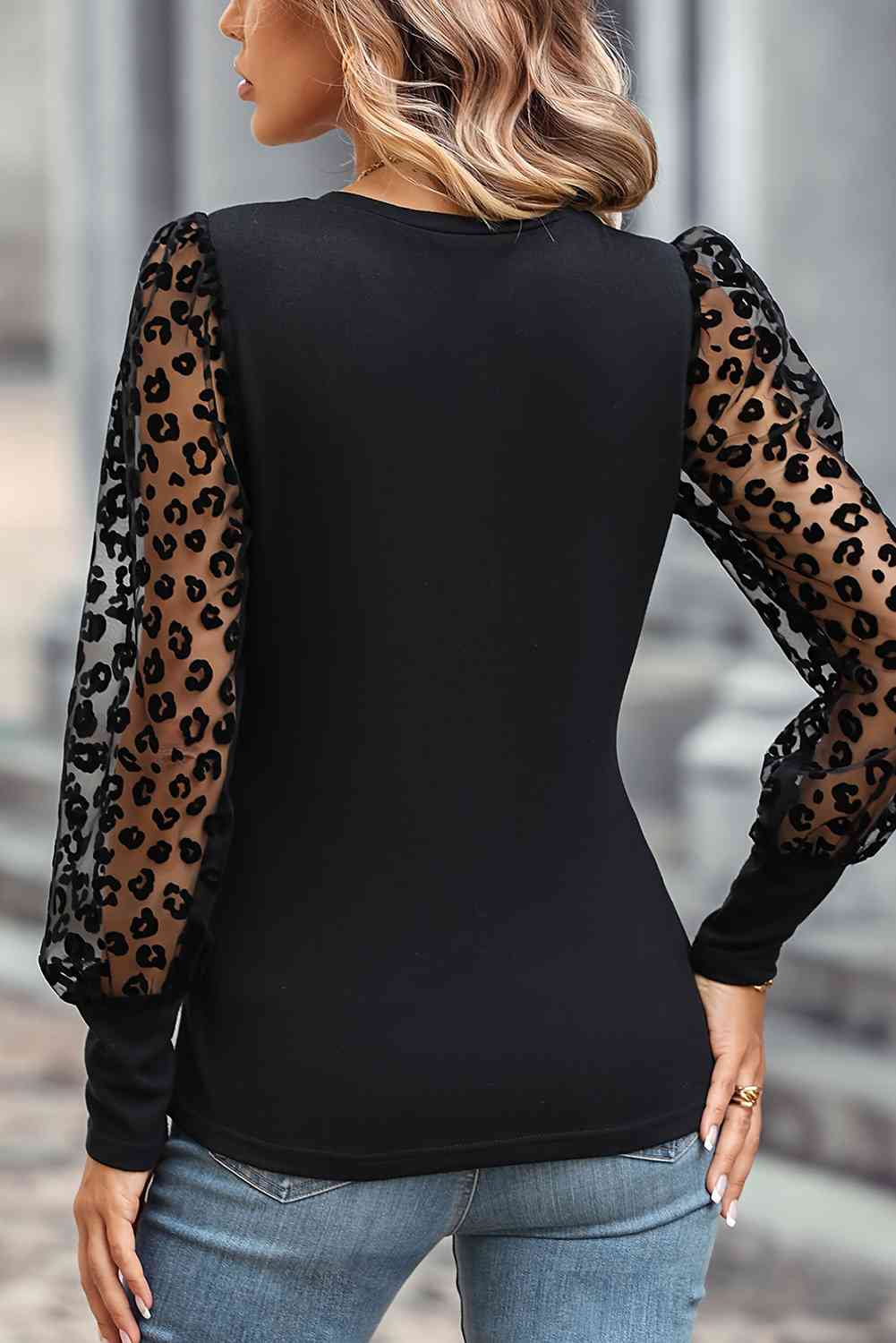Black/Red Lantern Sleeves Blouse (7501317931096)
