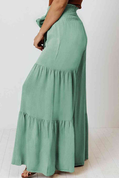 Tiered - Tie Front Smocked Tiered Culottes (7507814875224)