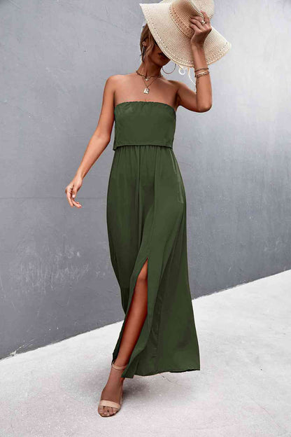 Strapless Split Maxi Dress (7515563982936)