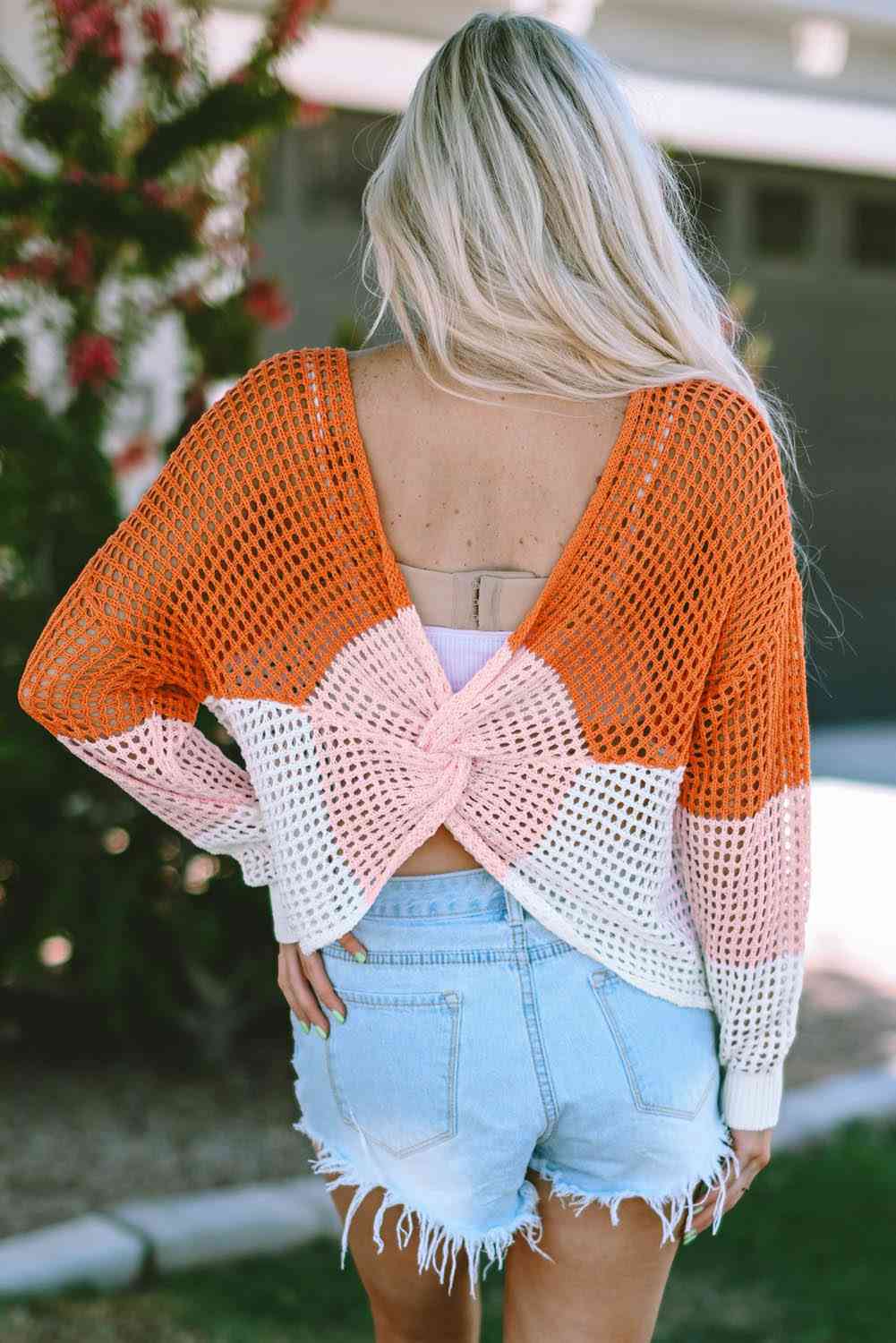 Openwork Dropped Shoulder Blouse (7501319241816)