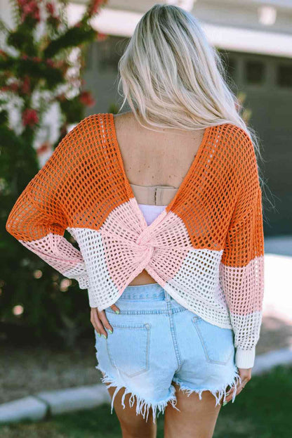 Openwork Dropped Shoulder Blouse (7501319241816)