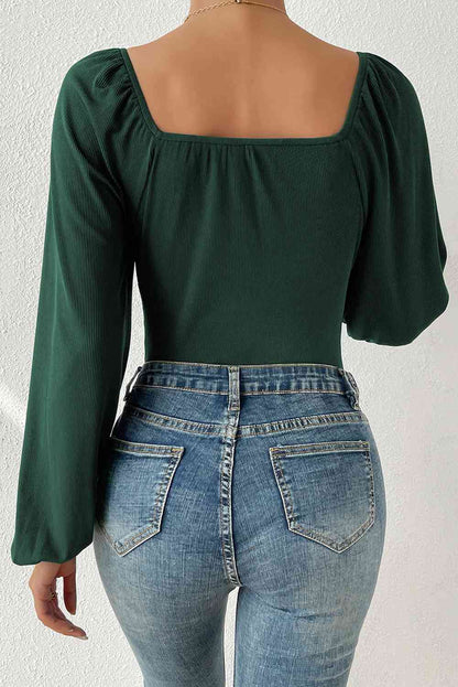 Scoop Neck Balloon Sleeve Bodysuit (7501314621528)