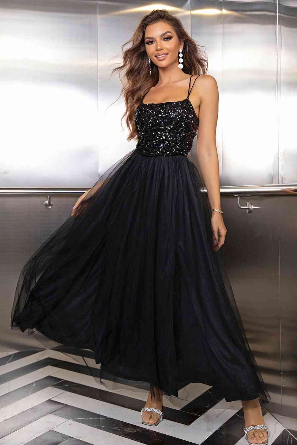 Backless Mesh Dress - Lace-Up (7505547821144)