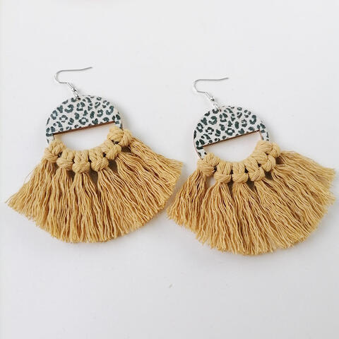 Leopard Tassel-Detail - Drop Earrings (7499298046040)