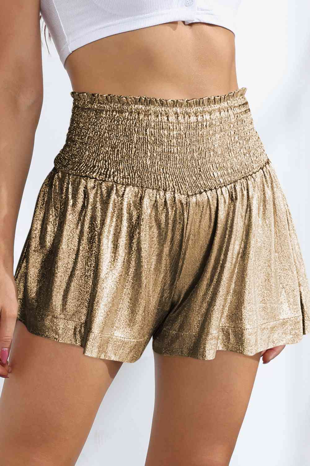 Glitter Smocked - High-Waist Shorts (7500855672920)