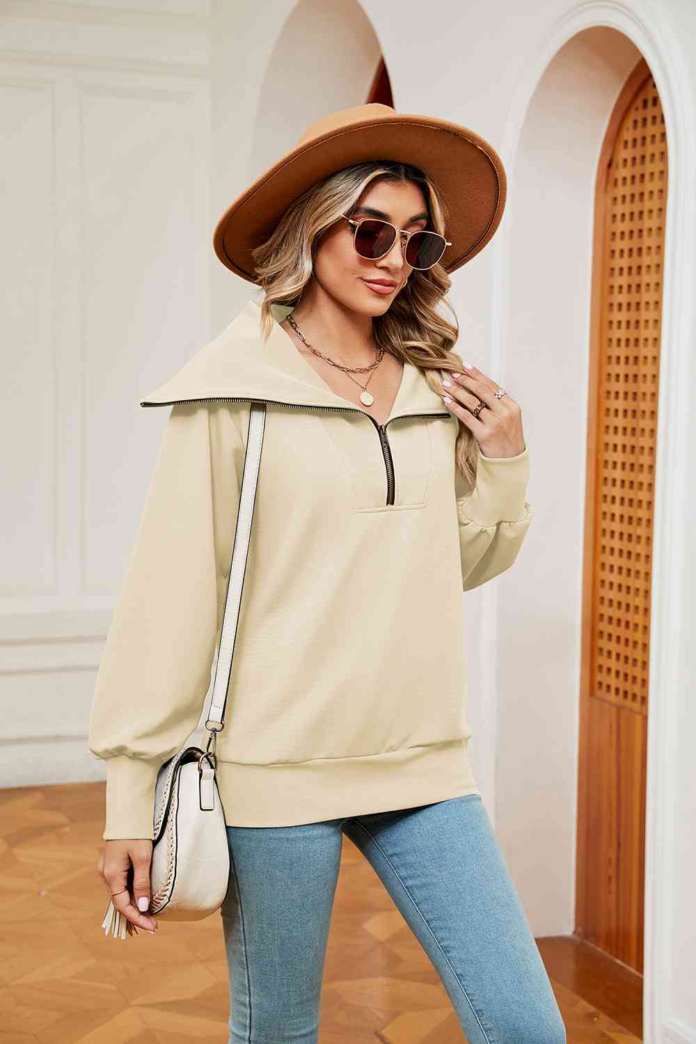 Collared - Half-Zip Collared Sweatshirt (7501332250712)