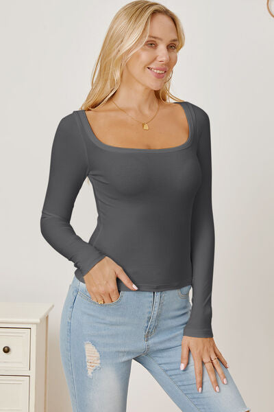 Square Neck Long Sleeves T-Shirt