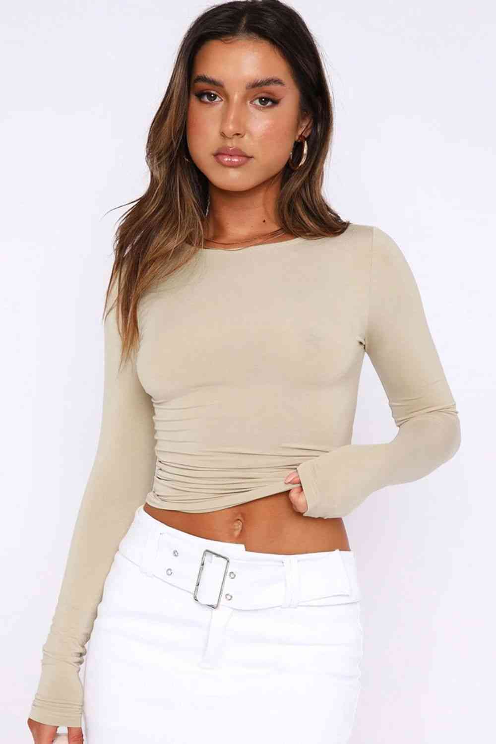 Round Neck Long-Sleeves Top (7501314031704)