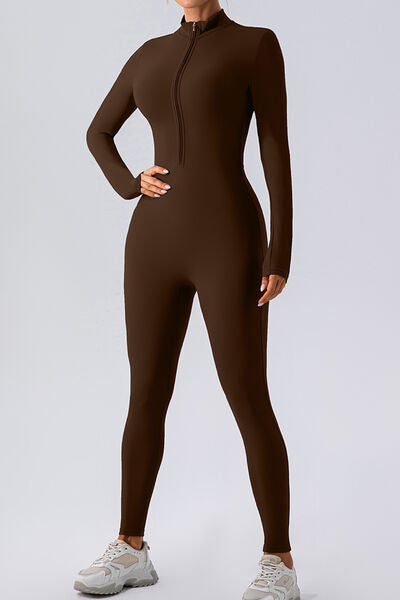 Mock Neck Half-Zip Romper Leotard