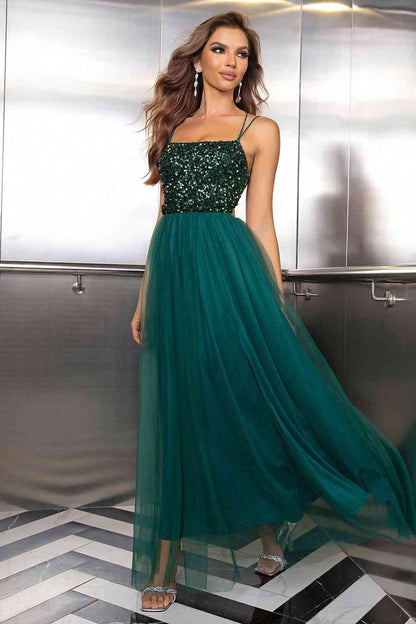 Backless Mesh Dress - Lace-Up (7505547821144)