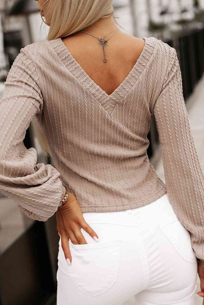 Plush Lantern Sleeves Blouse (7501317668952)