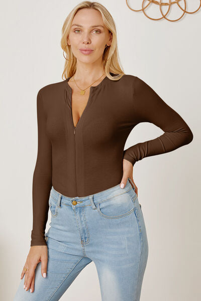Long Sleeves Zip-Up Bodysuit