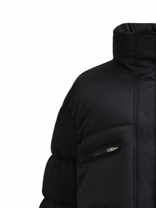 Snap & Zip - Closure Drawstrings Cropped Winter Coat (7484290072664)