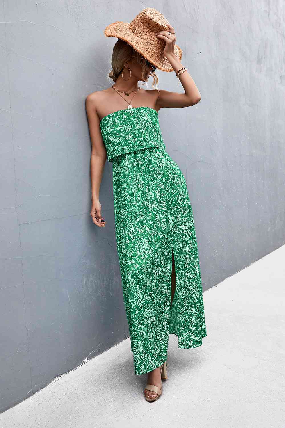 Strapless Split Maxi Dress (7515563982936)