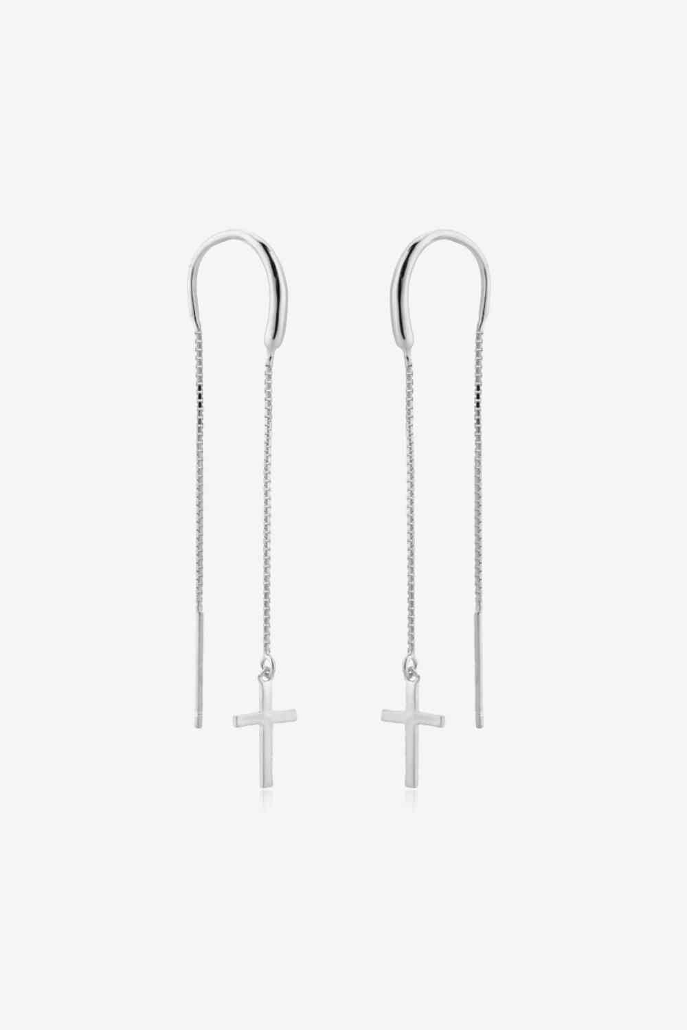 Cross Threaders - Sterling Silver Earrings (7499321344088)