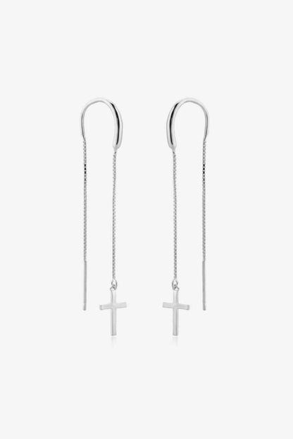 Cross Threaders - Sterling Silver Earrings (7499321344088)